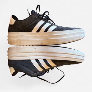 Adidas Black Suede & White Platform Men's Sneakers, size 10